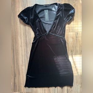 Mini black velvet dress